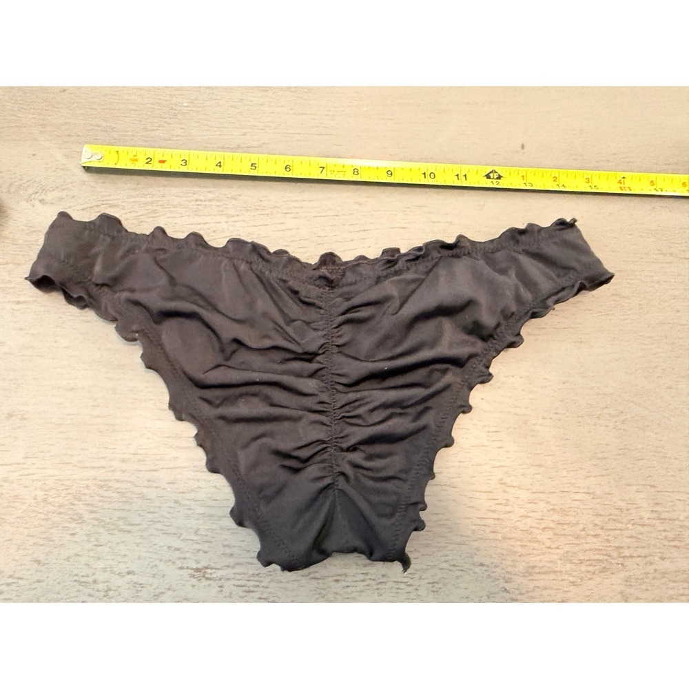 Shade & Shore Black Ruffle Ruched Back Bikini Bottom Medium - Picture 3 of 3